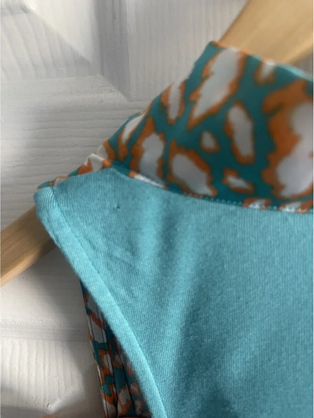 MICHAEL KORS Sleeveless Top Tunic L Teal Orange Satin Drape Cowl Pullover NEW